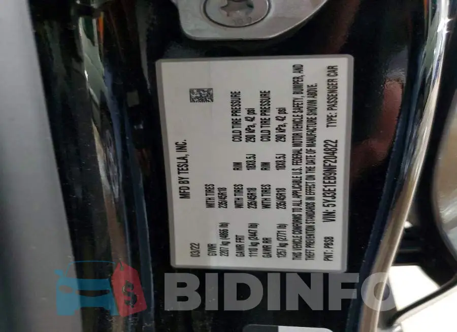5YJ3E1EB9NF204822 Photo# 12