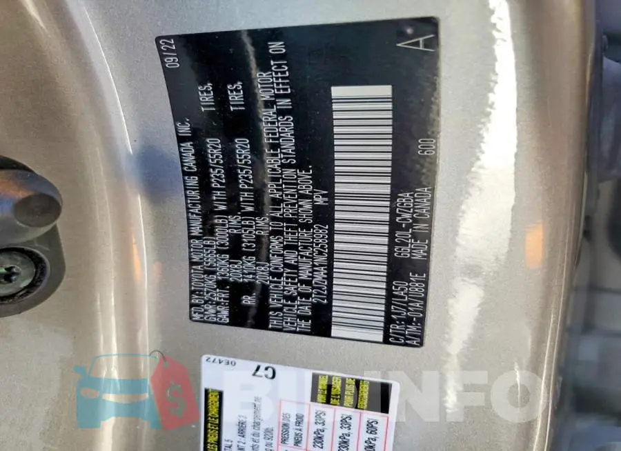 2T2JZMAA1NC258982 Photo# 13