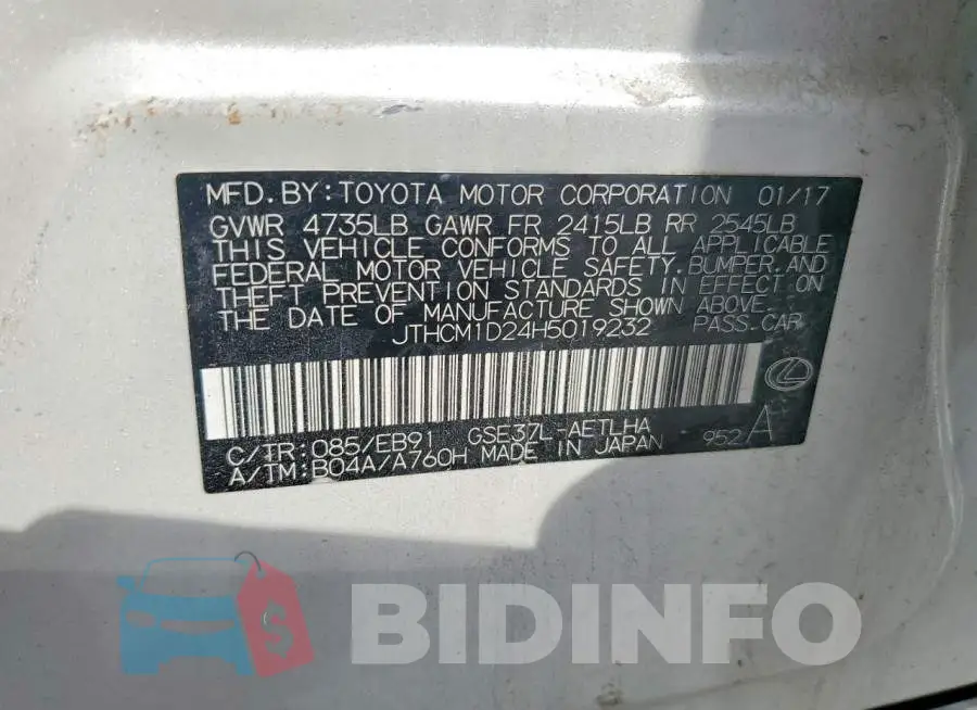 JTHCM1D24H5019232 Photo# 12