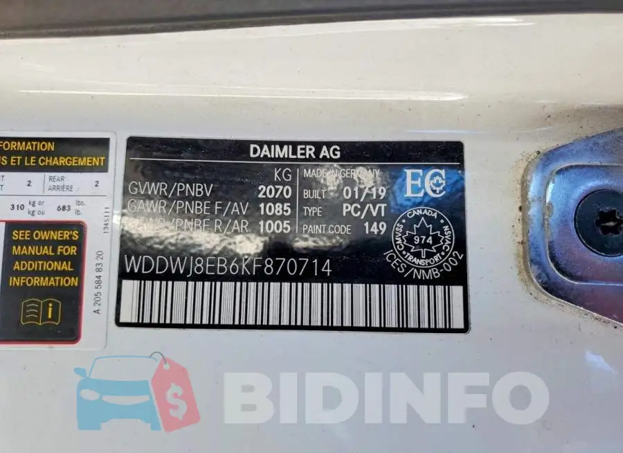 WDDWJ8EB6KF870714 Photo# 13