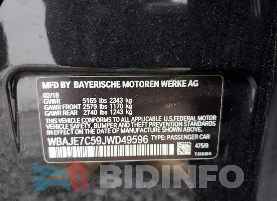 WBAJE7C59JWD49596 Photo# 12