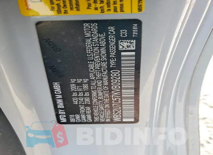 WBS2U7C57KVB09280 Photo# 13