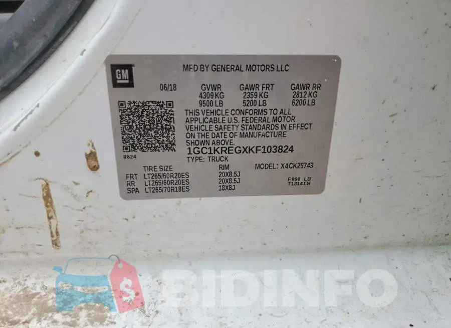 1GC1KREGXKF103824 Photo# 12