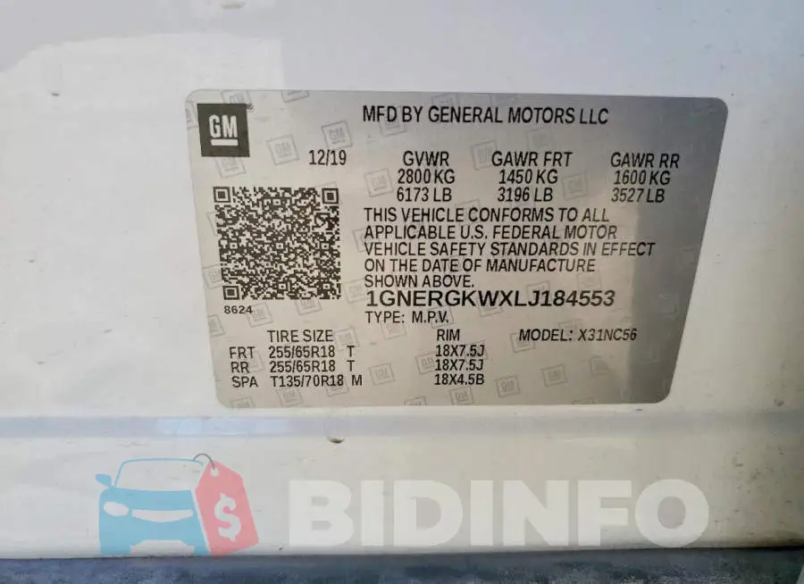 1GNERGKWXLJ184553 Photo# 13