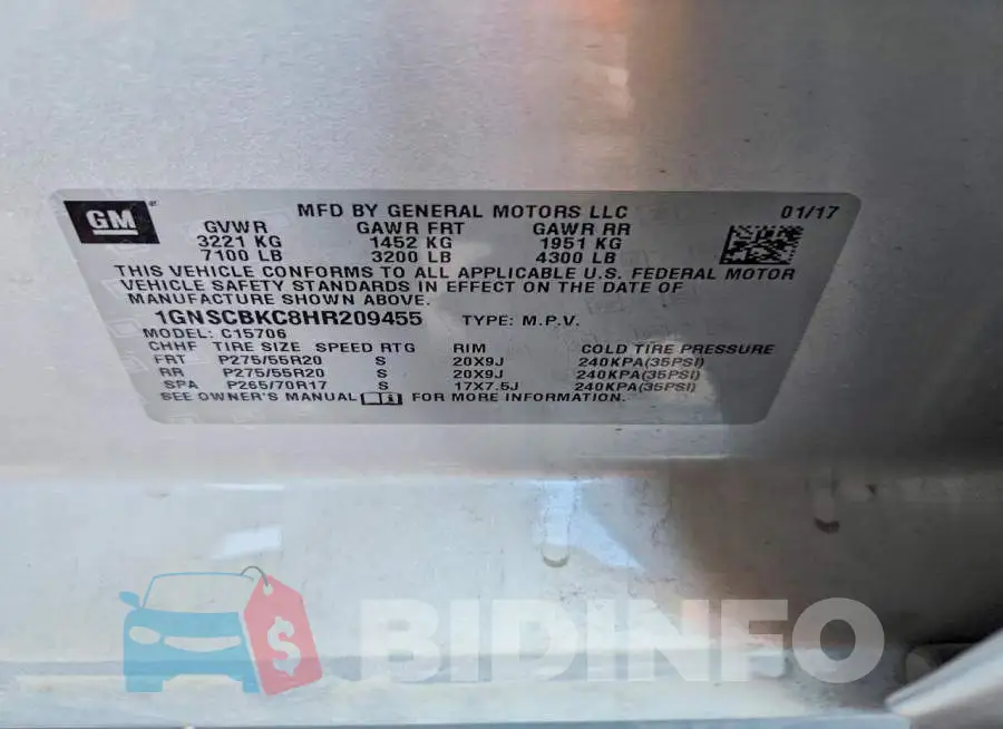 1GNSCBKC8HR209455 Photo# 14