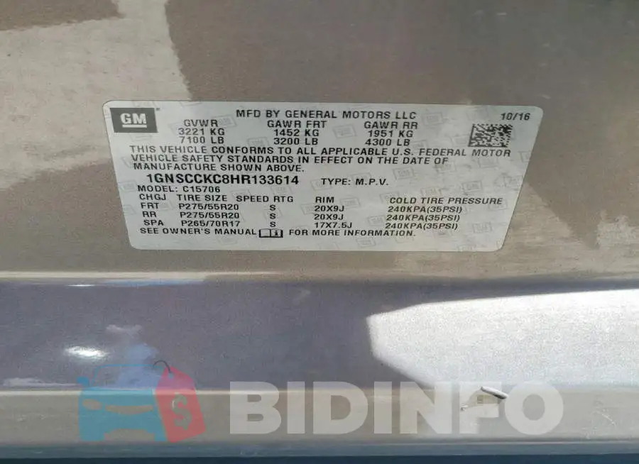 1GNSCCKC8HR133614 Photo# 13