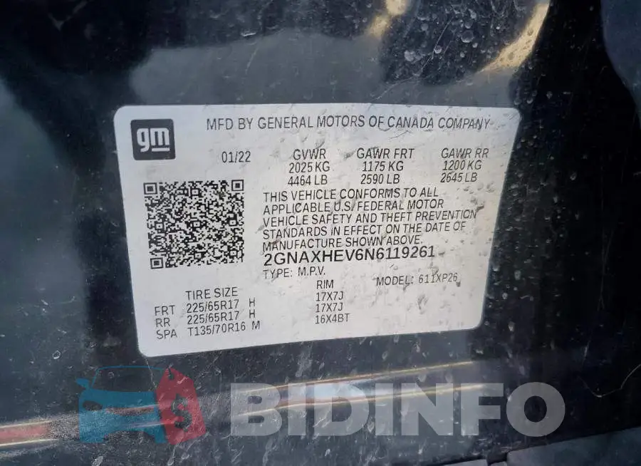 2GNAXHEV6N6119261 Photo# 12