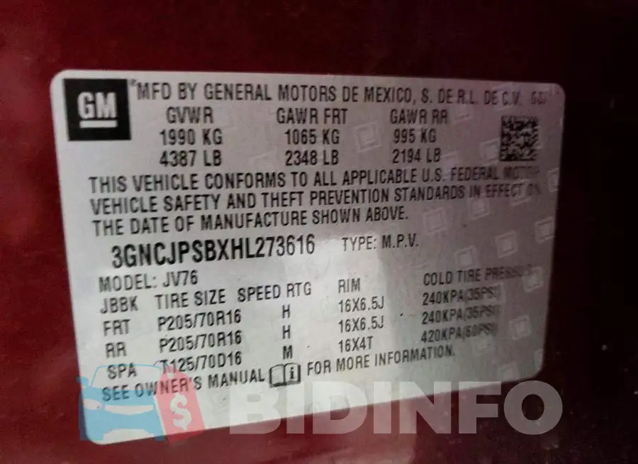 3GNCJPSBXHL273616 Photo# 14