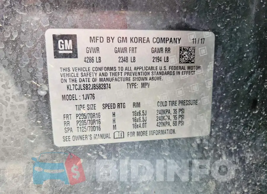 KL7CJLSB2JB582874 Photo# 14