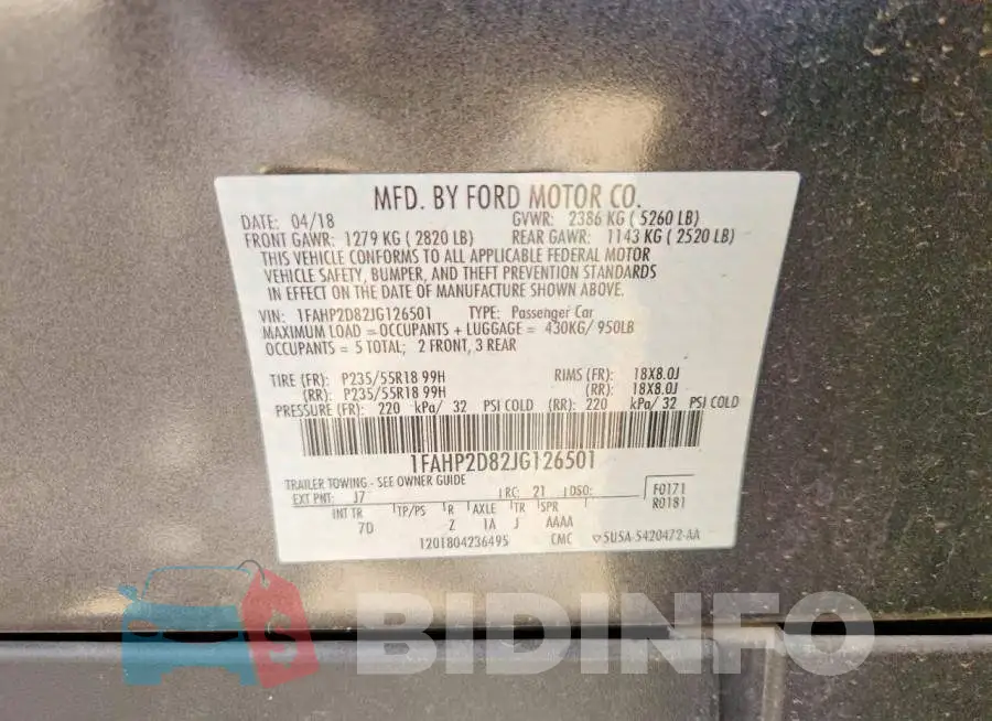 1FAHP2D82JG126501 Photo# 13