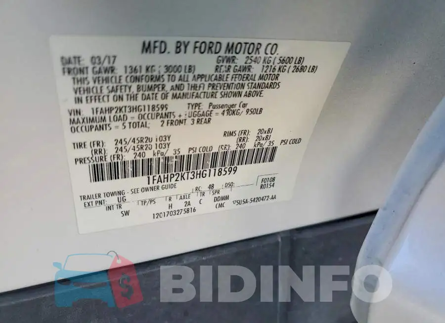 1FAHP2KT3HG118599 Photo# 12
