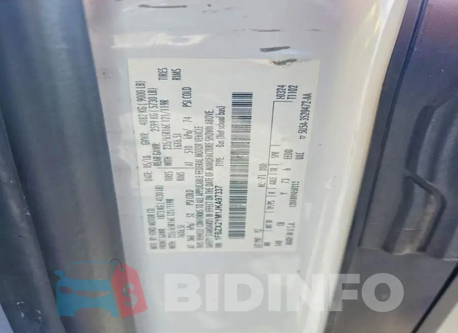 1FBZX2YM1JKA97337 Photo# 13