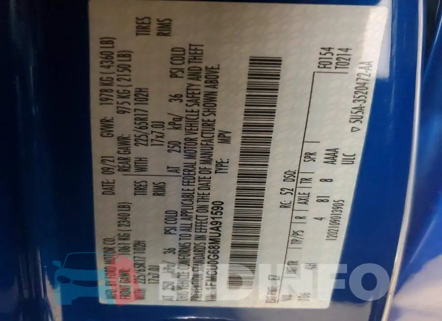 1FMCU0G68MUA91590 Photo# 13