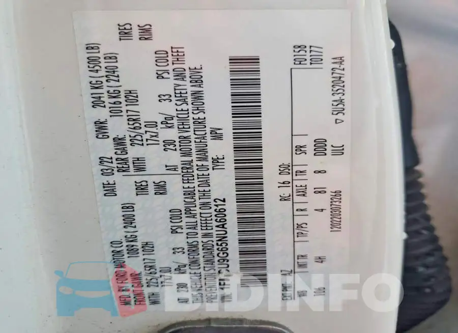 1FMCU9G65NUA60612 Photo# 13