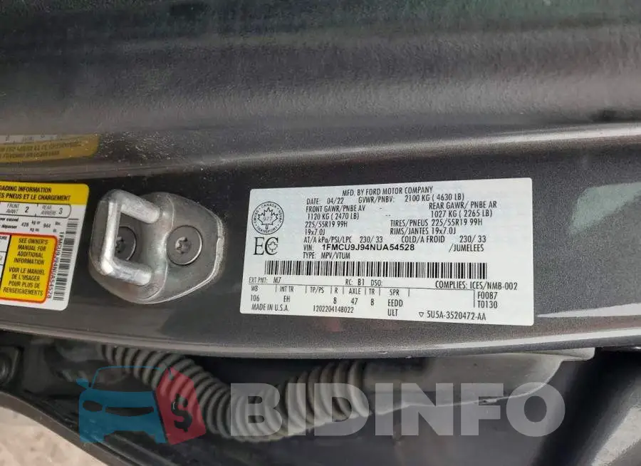 1FMCU9J94NUA54528 Photo# 13