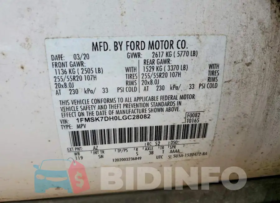 1FMSK7DH0LGC28082 Photo# 14