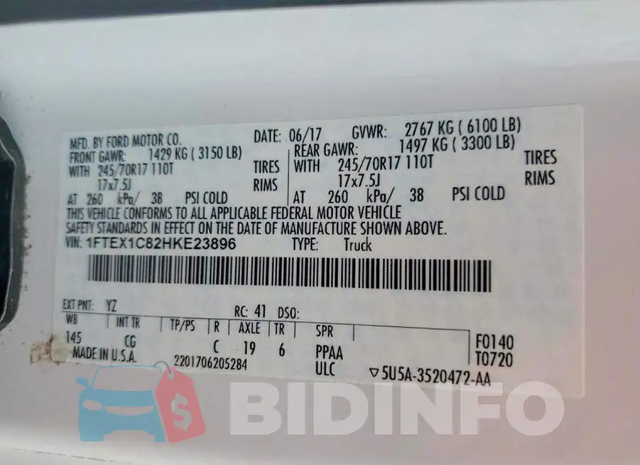 1FTEX1C82HKE23896 Photo# 12
