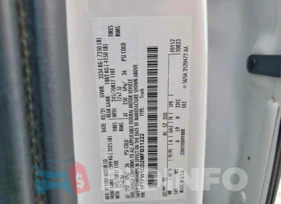 1FTFW1CD2MFB31222 Photo# 12