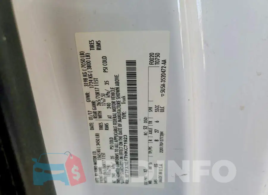 1FTFX1EF7HKC71923 Photo# 12