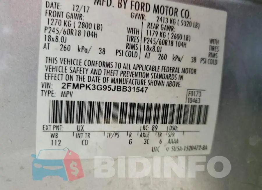 2FMPK3G95JBB31547 Photo# 13