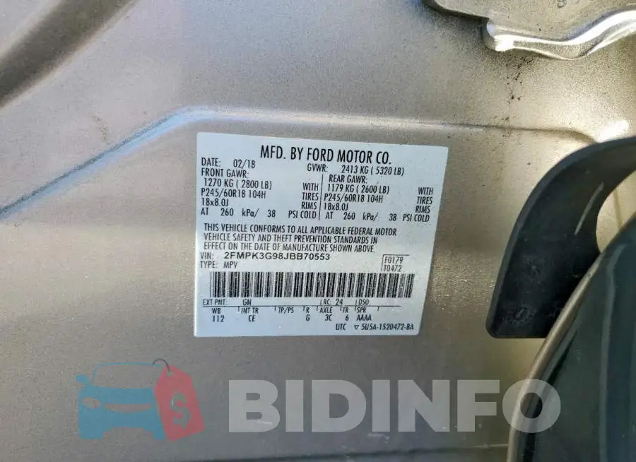 2FMPK3G98JBB70553 Photo# 12