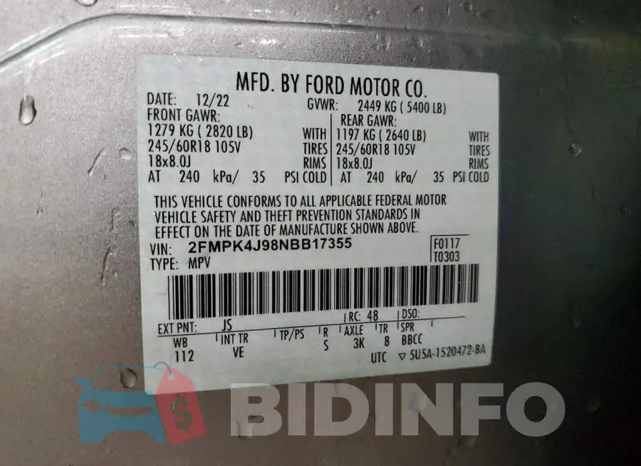 2FMPK4J98NBB17355 Photo# 13