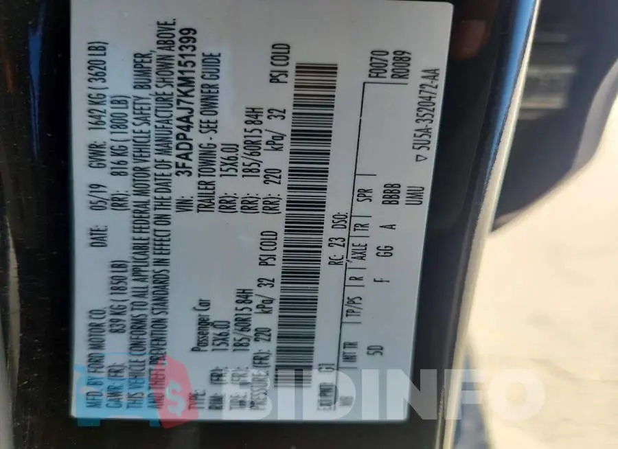 3FADP4AJ7KM151399 Photo# 12