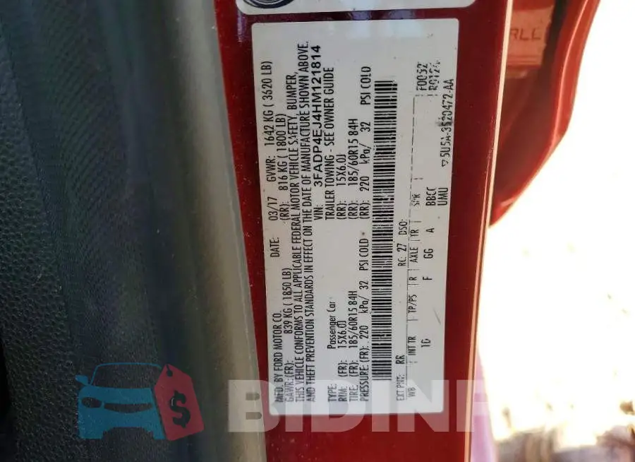 3FADP4EJ4HM121814 Photo# 12