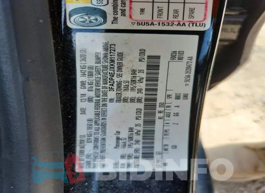 3FADP4EJXKM117273 Photo# 12