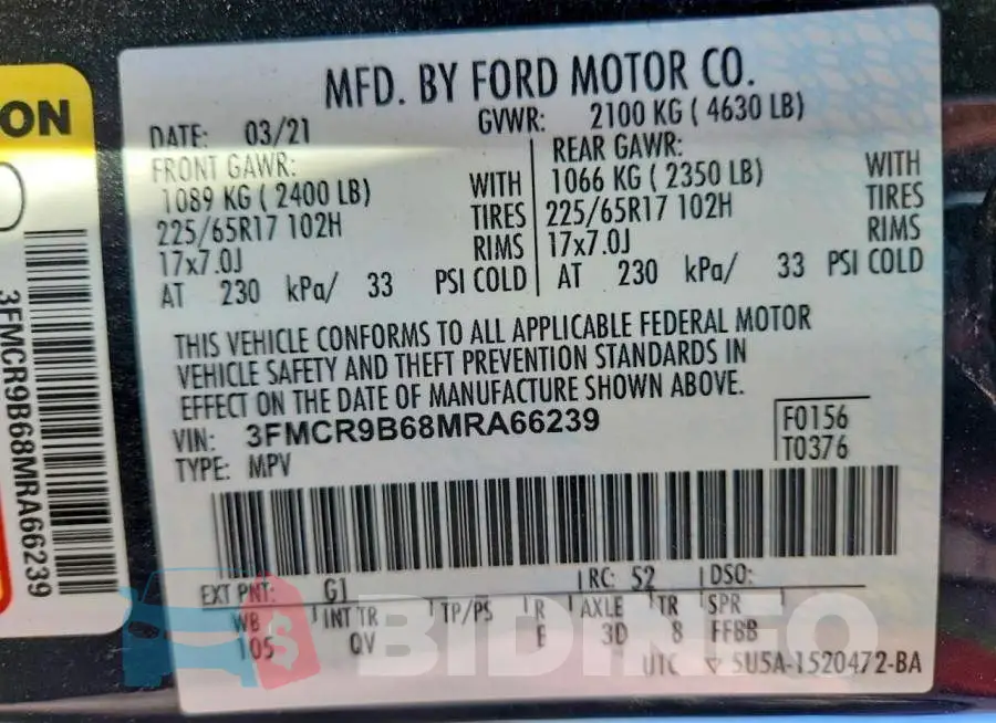 3FMCR9B68MRA66239 Photo# 14