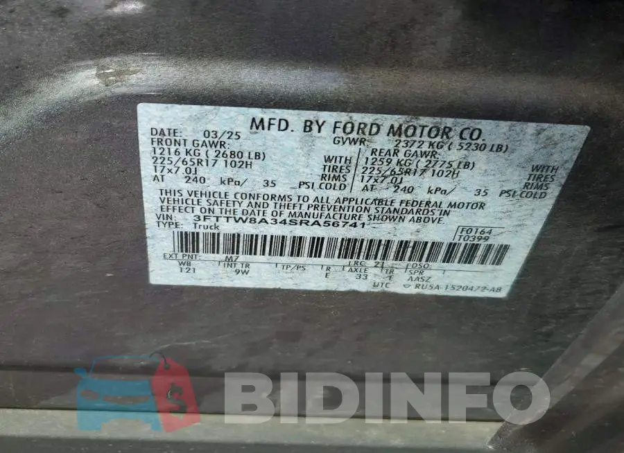 3FTTW8A34SRA56741 Photo# 12