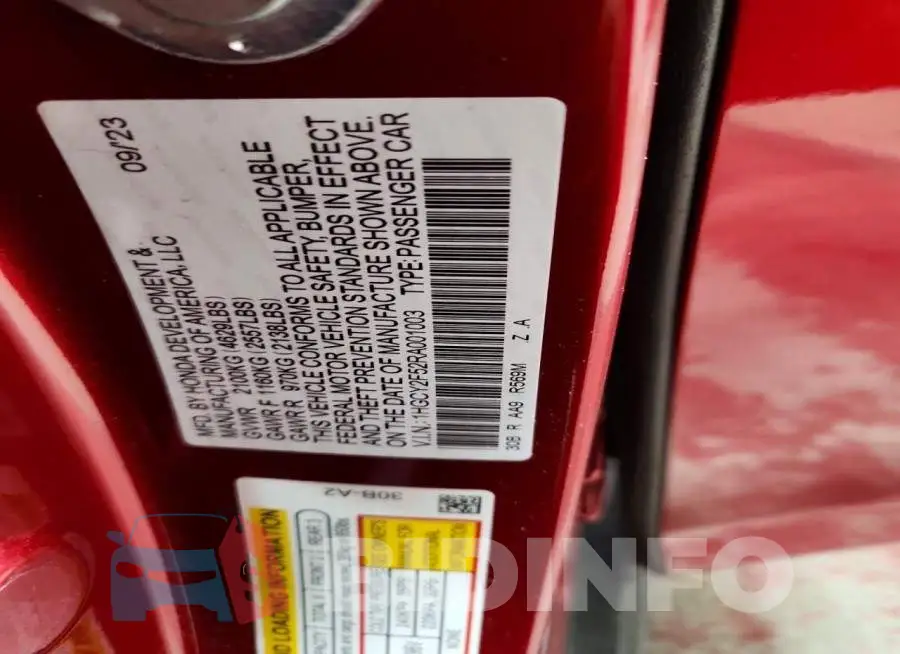 1HGCY2F52RA001003 Photo# 12