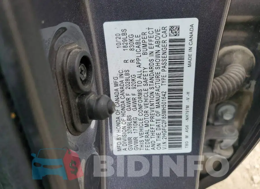 2HGFC2F85MH501642 Photo# 12