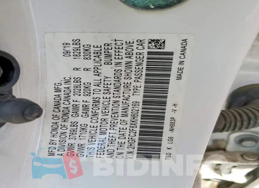 2HGFC2F8XKH602169 Photo# 13