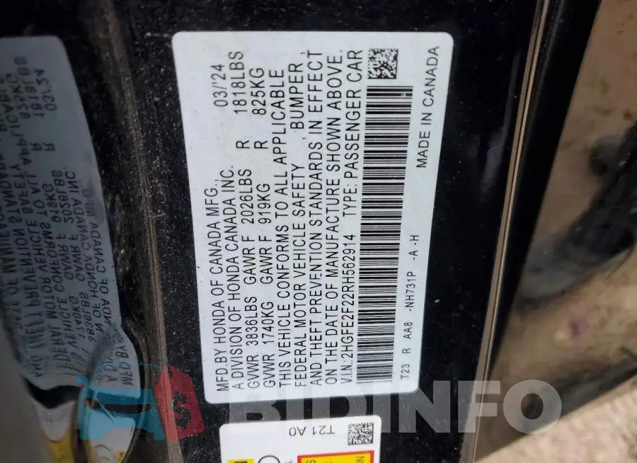 2HGFE2F22RH562914 Photo# 12