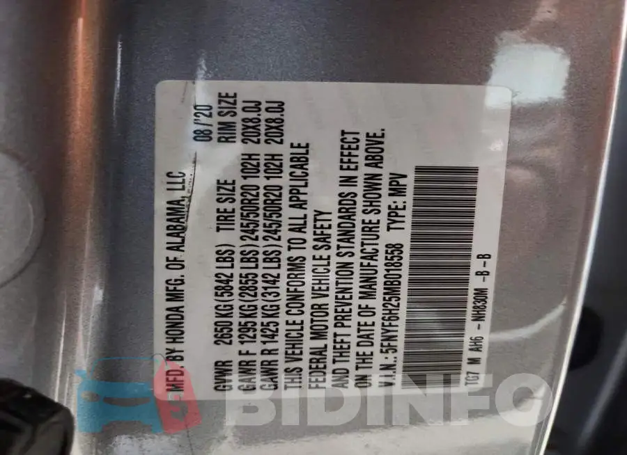 5FNYF6H25MB018558 Photo# 13