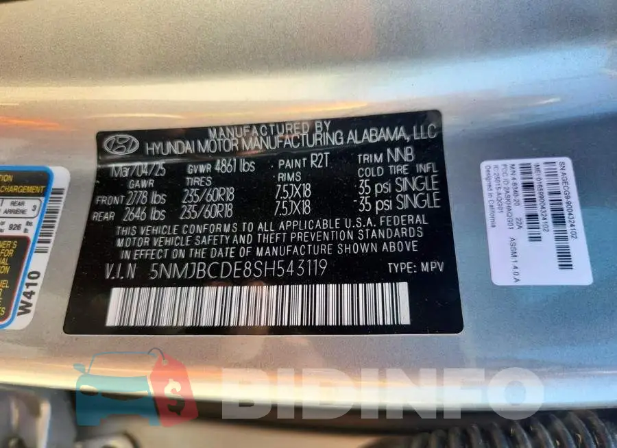 5NMJBCDE8SH543119 Photo# 14