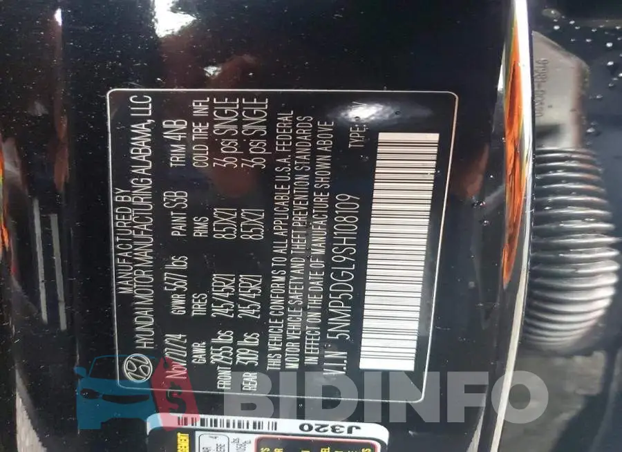 5NMP5DGL9SH108109 Photo# 14