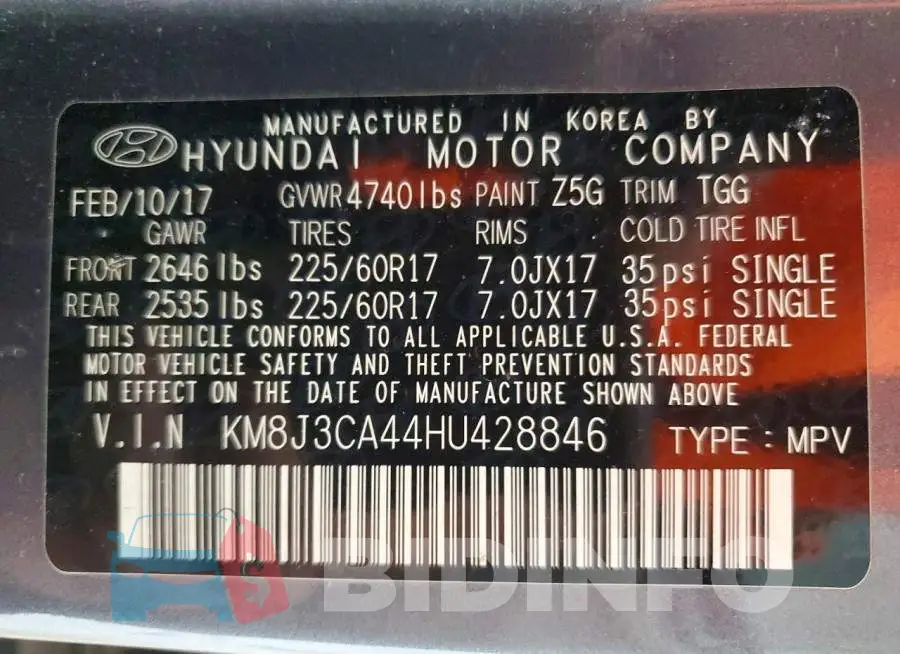 KM8J3CA44HU428846 Photo# 13