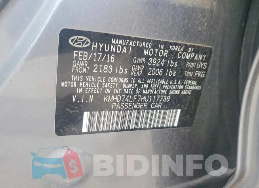 KMHD74LF7HU117739 Photo# 13