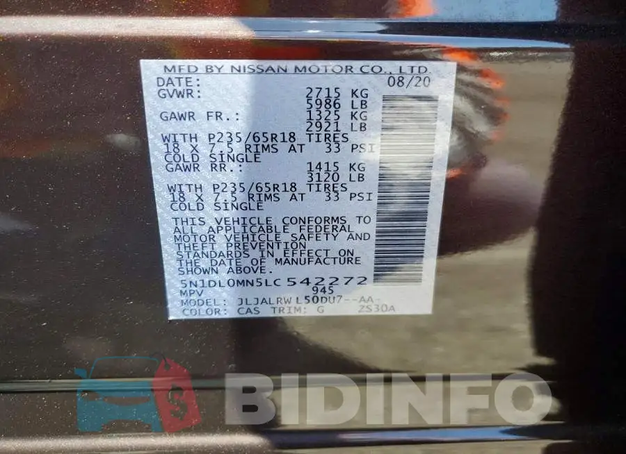 5N1DL0MN5LC542272 Photo# 13