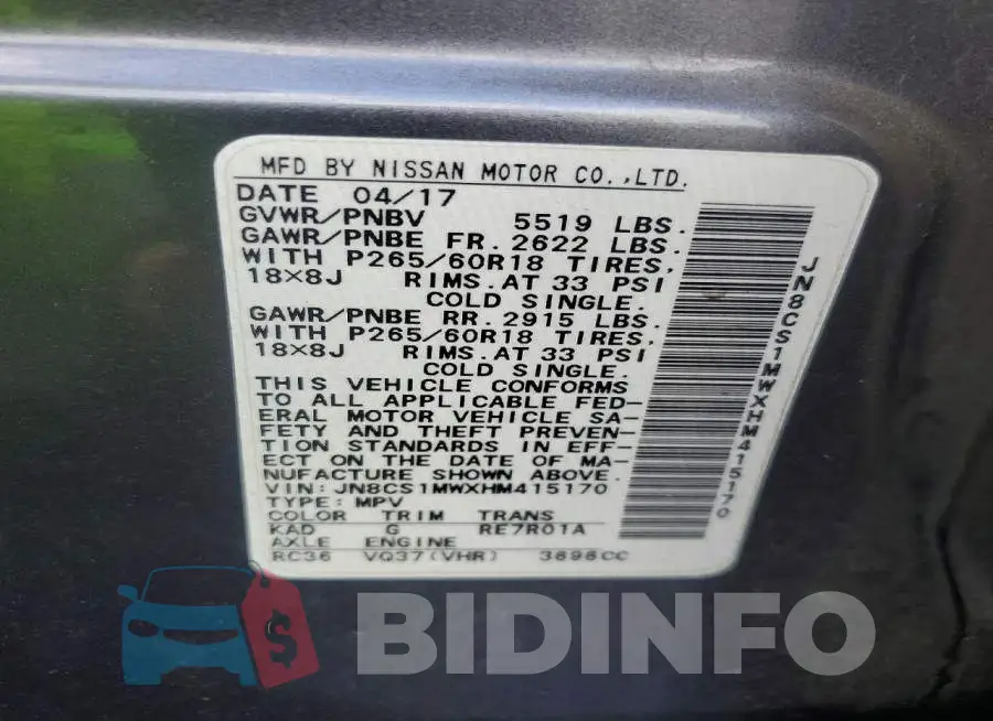 JN8CS1MWXHM415170 Photo# 13