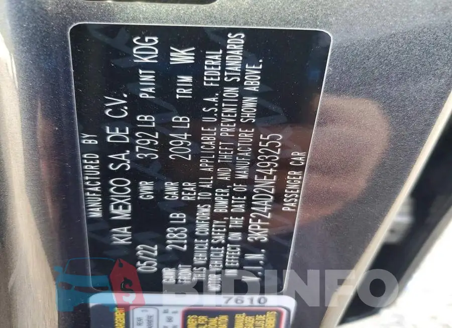 3KPF24AD2NE493255 Photo# 13