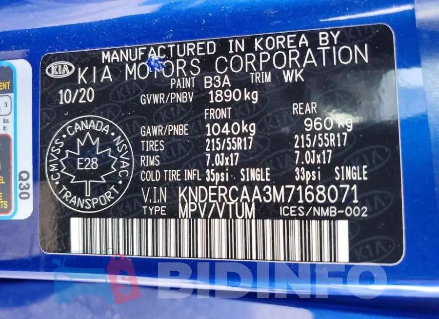 KNDERCAA3M7168071 Photo# 12