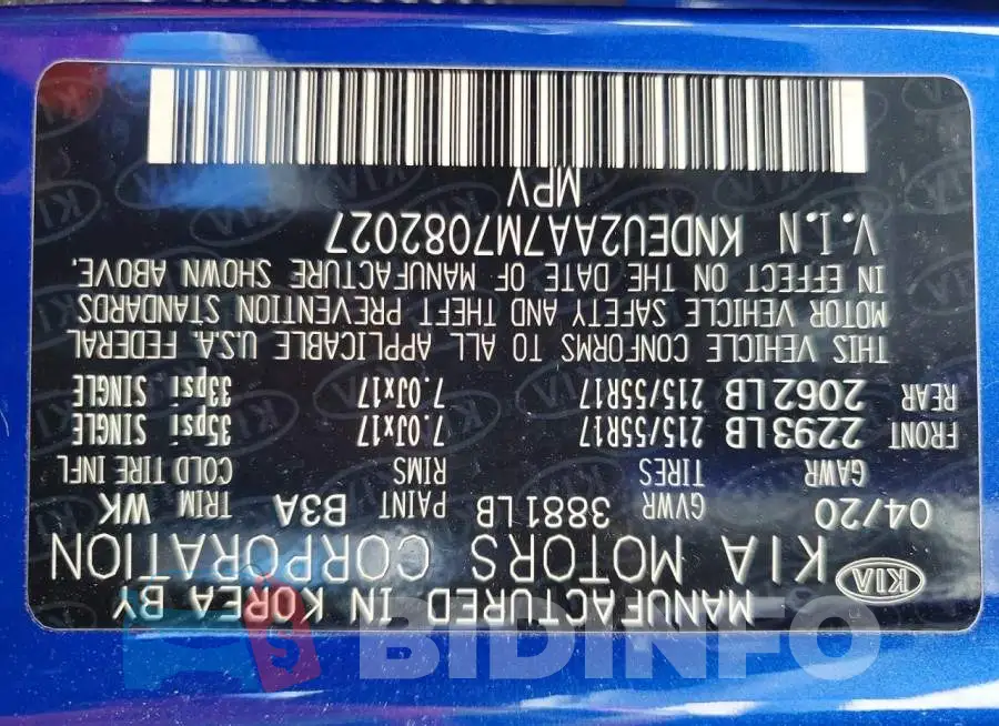 KNDEU2AA7M7082027 Photo# 14