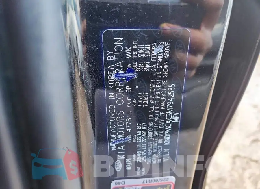 KNDPMCAC3M7942585 Photo# 13