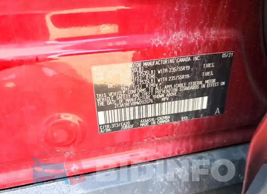 2T3A1RFV8MW202076 Photo# 13