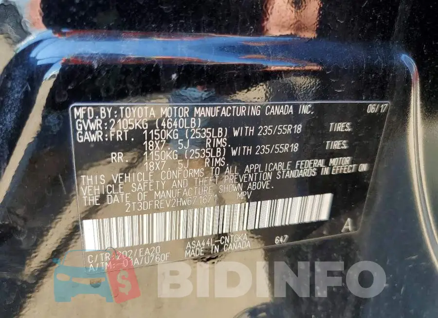 2T3DFREV2HW671671 Photo# 14