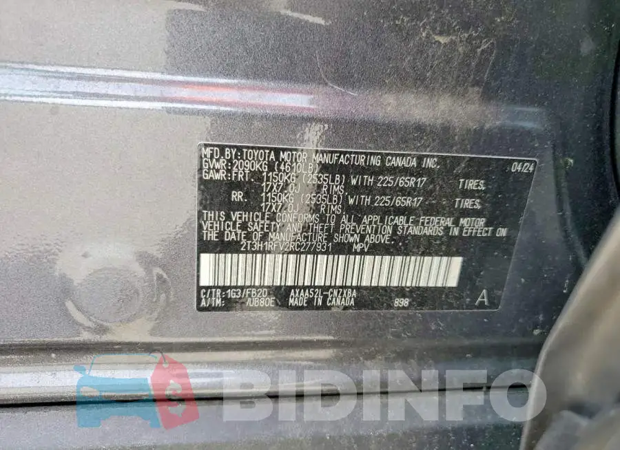 2T3H1RFV2RC277931 Photo# 12