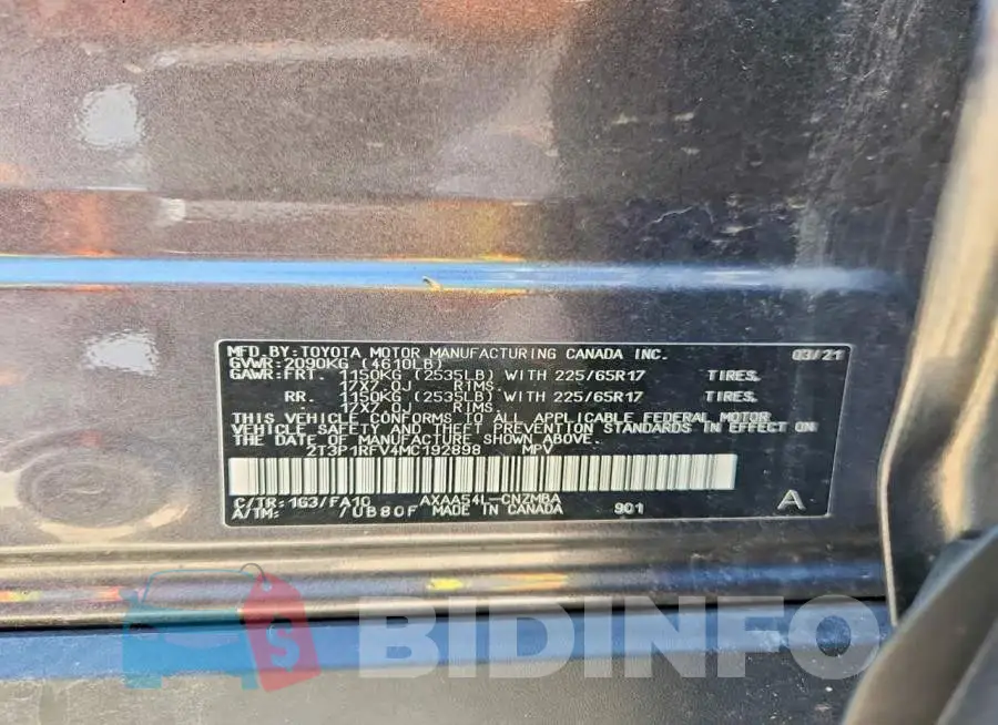2T3P1RFV4MC192898 Photo# 13